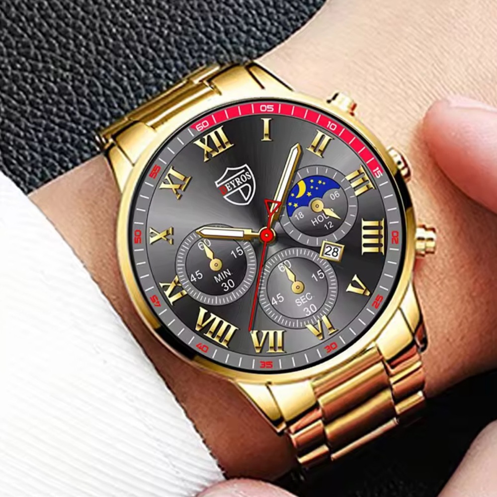 Gold Eiros Watch with Gray Dial